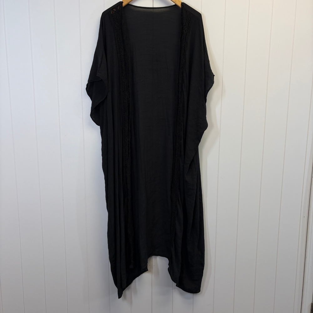 Unbranded Boho Crochet Lace Kimono Cardigan Women One Size Black Swim Cover